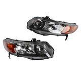 ZNTS 2pcs Front Left Right Headlights for Honda Civic 2006-2011 2dr Coupe Models Only Black 91407748