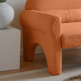 modern boucle accent chair with lumbar pillow for living room W848141060