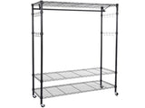 3-Tiers Large Size Heavy Duty Wire Shelving Garment Rolling Rack Clothing Rack 24162774