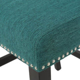 Vienna Contemporary Fabric Tufted Wingback 27 Inch Counter Stools, Set of 2, Teal and Dark Brown 64855.00T
