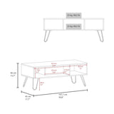 Coffee Table 15.7" H, with 4 Legs and 2 Shelves, White B097P250888