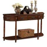 Retro Curved Wood Console Table, 52 inch Circular Half Moon Sofa Table with Open Shelf and 2 W1202P248850