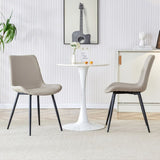Light gray artificial leather backrest dining chair, black metal legs, curved widened W1151126209