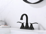 Bathroom Faucet Matt Black with Pop-up Drain & Supply Hoses 2-Handle 360 Degree c Swivel Spout 36251545