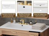 36" Wood Bathroom Vanity with Solid Wood Frame, 2 Soft Close Doors, 3 Soft Close Drawers, Adjustable N729P204176N