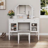 44.4" Makeup Vanity Desk with Large Adjustable Mirror, Dressing Table Set with Drawer & Cabinet, N844P292486A