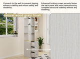 73" Tall Slim Storage Cabinet, 3-Tier Media Storage Cabinet with 3 Drawers and 2 Hooks, Bookcase 99558248