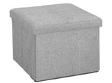 Faux Linen Folding Storage Ottoman Cube, Gray 72164538