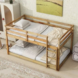 ZNTS Solid Wooden , Solid Rubber Wooden Twin over Twin Loft Bed with Ladder ,Upper and Bottom Bed W504P191652