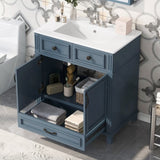 30'' Bathroom Vanity with Ceramic Sink,Solid Wood Frame Bathroom Storage Cabinet with Soft Closing N710P190656C