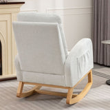 ZNTS Accent Rocking Chair with Footrest High Back Rubber Wood Rocking Legs Bedroom Living Space 26.77D X W2231P143508