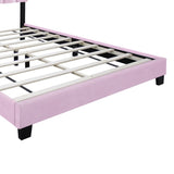Pink Velvet Upholstered Bed Frame with Adjustable Features, Teenage Girl's Favorite Pink Collection. W1867P143798