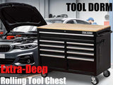 Extra-Deep 46In 9-Drawers Rolling Tool Chest, Mobile Tool Storage Cabinet/Work Bench with Wooden W3037P288786