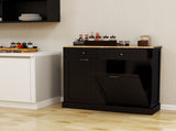 Two Drawers and Two-Compartment Tilt-Out Trash Cabinet Kitchen Trash Cabinet-Black 83273364