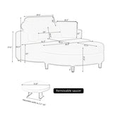 51-inch beige corduroy sofa with two throw pillows and a waist pillow with an extra tray for W1658P167939