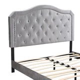 Upholstered Bed Button Tufted with Curve Design - Strong Wood Slat Support - Easy Assembly - Light W2297P268386