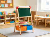 3-in-1 Kids Art Easel, Wooden Double-Sided Magnetic Whiteboard & Chalkboard with Paper Roll, 54340008
