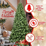 Artificial 9ft Green LED-lit Christmas Tree with 1930PVC Mixed Branch Tips,Hinged Premium & Foldable 69302809