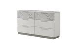 Mist Dresser Two-Tone High-Gloss Marble & Lacquer Finish with Six Spacious Drawers, Velvet-Lined G150108674
