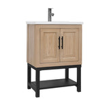 24" Bathroom Vanity White Ceramic Sink & Hot and Cold Faucet , Freestanding Bathroom Cabinet W688P224403