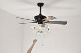 52'' Crystal Shade Ceiling Fan Lamp ,3 Speed ,4 Timing , 5 Reversible Blades Crystal Ceiling Fan W1592P253975