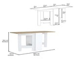 Folding Table with Expandable Design in 3 Forms, White / Macadamia B097P221374