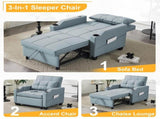 3-in-1 Convertible Sleeper Chair, Pull Out Sofa Bed with 3-Level Adjustable Backrest, USB & Type-C 50543043