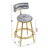 27.65'' Modern Counter Stools Set of 2,Dark gray velvet Counter Stools with iron Frame,Soft back and N780P194940G