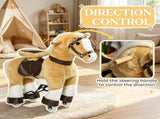 Light Brown Plush Walking Horse Ride-On Toy Sturdy Wheeled Kids Riding Chair for 3-8 Years Old 33041816