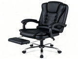 Vibration Massage Office Chair with Retractable Footrest, 90&deg-135&deg Reclining PVC Leather 34818232