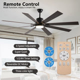 ZNTS Walnut LED Ceiling Fan Light with 8 Wooden Blades, Remote Control, Dimmable & Adjustable Color W1340P244569