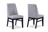 2pc Contemporary Upholstered Side Chair Light Gray Textured Fabric Upholstered High Back Cushioned B011P241348