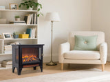 17 inch Freestanding Electric Fireplace Stove heater with 3D Flame effect,Black 86608177