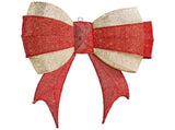Red & Gold Cloth Christmas Bow 3ft, 200 LED Warm White Lighted Decoration, Classic Holiday Dcor, 17087105