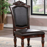 Majestic Traditional Set of 2pcs Side Chairs Brown Cherry Solid wood Faux Wood Carved Details Black B011108521