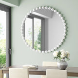 ZNTS Beaded Round Wall Mirror 36"D B03599373