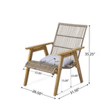 ZNTS Set of 2, Acacia Wood Cape Woven Wicker Large Lounge Chair with Pillow for Patio, Deck, Yard, Lawn 73165.00