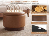 Brown 360&deg Swivel Storage Ottoman, 43.1845.72cm Faux Leather Vanity Stool with 26.50L Hidden 48888737