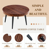 Modern Round Coffee Table - Annular Texture, Durable and Robust With a Diameter of 23.6 W2920P226079