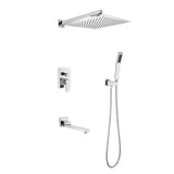 Wall mounted shower system combo with hand shower, 12 inch shower head and tub spout W928100850