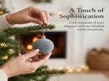 Velvet Christmas 12 Pack Flocked Sphere Orbs Luxury Ornaments Grey 2.4" 23477039