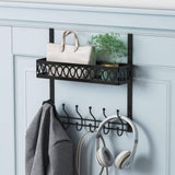 ZNTS Over The Door Hooks Hanger For Clothes, Over The Door Towel Rack With Basket, Coat Hanger Over Door 96396165