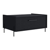 ZNTS Coffee Table 15.6" H, 1 shelf, 4 legs, Black B097P250877