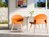 Summer - 4-Pack Tropical Orange Chairs Red Oak Wood Legs & PP Seat, Indoor Dining & Living Room W3450P322871