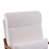 High Back Solid Wood Armrest Backrest Iron Frame Teddy Velvet Indoor Leisure Chair Off-White 78816412