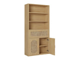 3-layer 1-drawer with double doors Triamcinol board rattan surface 60*23.5*180cm display cabinet 52877457
