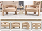 Accent Chair Living Room, Velvet Comfy Single Sofa Chair Mid-Century Modern Armchair Wooden Legs 15010744