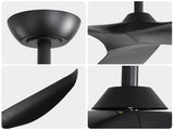 New Arrival 38-Inch Black Ceiling Fan Without Light,3 ABS Blades&Powerful DC Motor,1/4/8H Timer W934P339025