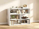 White Geometric Concave Bookshelf, 3-Tier Open Freestanding Display Shelf, Engineered Wood Storage 88021186