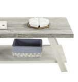 Athens Contemporary Two-Tone Wood Shelf Coffee Table in Weathered Gray and Beige T2574P164646
